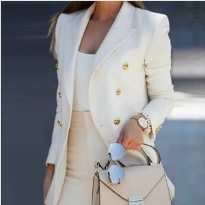 Express Cream Blazer with Gold Buttons